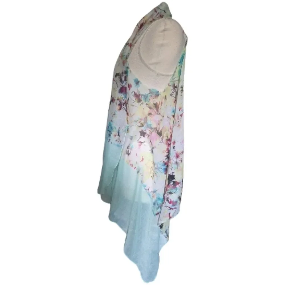 West Loop Sheer Floral Scarf Vest - One Size